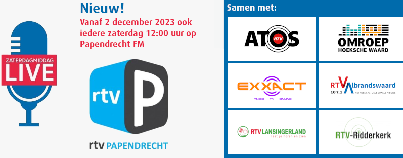 Nieuw, vanaf 2 december Zaterdagmiddag Live! ook op Papendrecht FM!